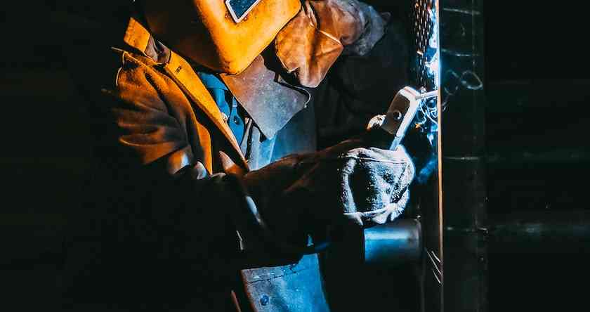 a performing welding work.