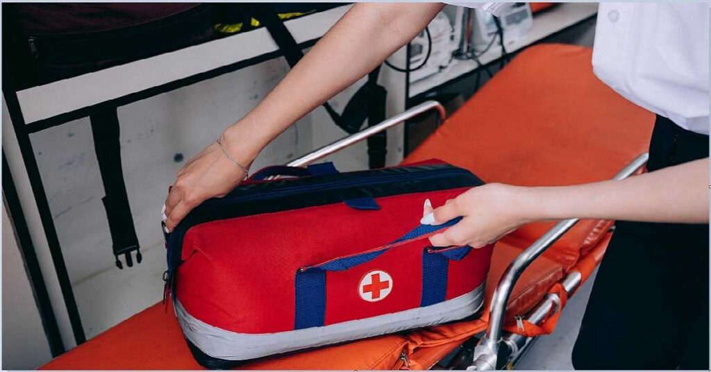 Girl holding First aid bag