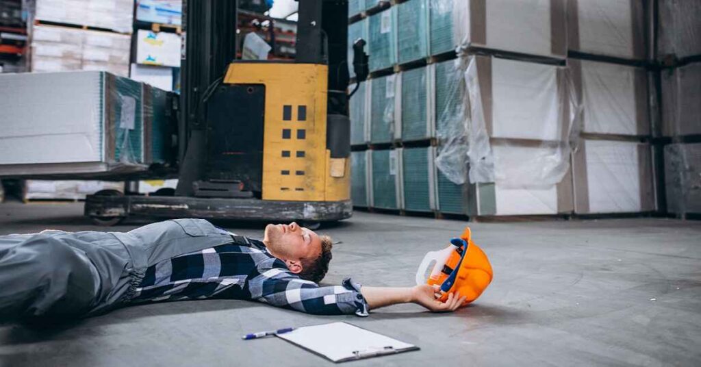 a worker in Unconsciousness situation in warehouse