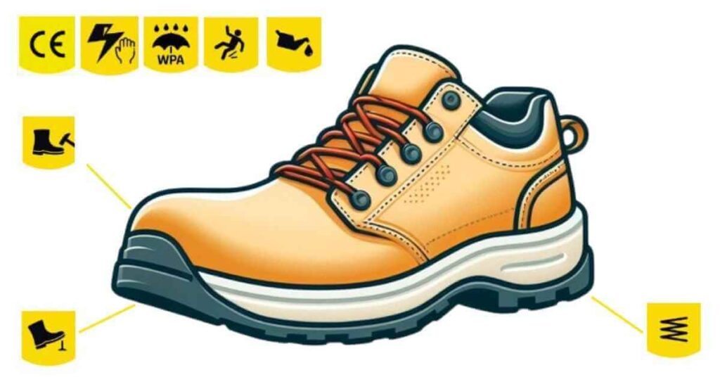 The best safety shoes with icons of qualities.